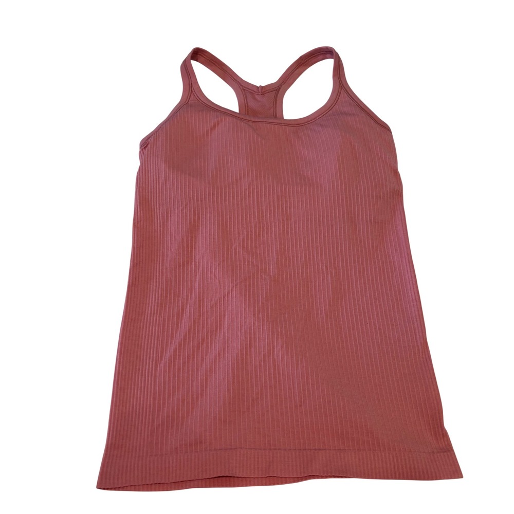 Lululemon Ebb To Street Tank Top Pink Ribbed Built In Bra Racerback Size 6